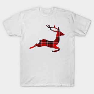 Red Christmas Plaid Reindeer T-Shirt